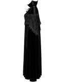 Punk Rave Womens Dark Regency Gothic Studded Velvet & Lace Cloak