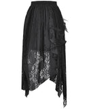 Dark In Love Long Gothic Irregular Lace Rose Layered Skirt