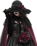 Devil Fashion Womens Dark Gothic Lolita Embellished Rose Hat