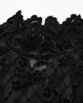 Punk Rave Daily Life Womens Elegant Gothic Swing Collar Lace Inset Top
