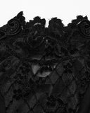 Punk Rave Daily Life Womens Elegant Gothic Swing Collar Lace Inset Top