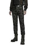 Punk Rave Mens Gothic Aristocrat Embroidered Damask Houndstooth Dress Pants