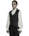Punk Rave Mens Dark Victorian Gothic Damask Jacquard Waistcoat Vest - Black