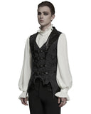 Punk Rave Mens Dark Victorian Gothic Damask Jacquard Waistcoat Vest - Black