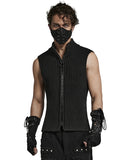 Punk Rave Mens Apocalyptic Gothic Studded Lace Up Fingerless Gauntlet Gloves