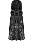 Dark In Love Womens Long Victorian Gothic Ruffled Velvet & Lace Maxi Skirt