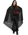 Punk Rave Plus Size Womens Dark Gothic Lace Hooded Cloak Cape