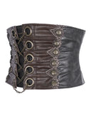 Devil Fashion Mens Steampunk Cummerbund Belt - Brown Faux Leather