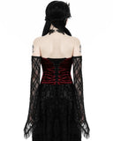 Dark In Love Romantic Gothic Vampire Velvet & Lace Blouse Top - Red & Black