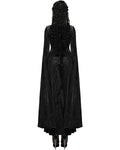 Punk Rave Womens Long Gothic Rose Velvet Flared Split Sleeve Maxi Dress - Black