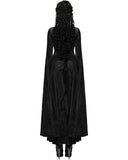 Punk Rave Womens Long Gothic Rose Velvet Flared Split Sleeve Maxi Dress - Black