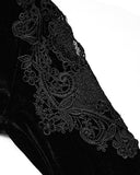 Punk Rave Womens Gothic Lace Applique Velvet Mourning Dress