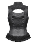 Dark In Love Womens Gothic Burlesque Lace-Up Sleeveless Blouse Top