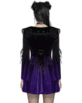 Punk Rave Womens Gothic Velvet Mini Dress With Oversize Embellished Collar - Purple & Black Gradient