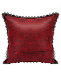 Punk Rave Gothic Home Lace Applique Filled Cushion - Red
