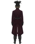 Devil Fashion Mens Eldermyst Long Gothic Overcoat - Red Chenille