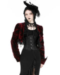 Dark In Love Elegant Gothic Vampire Velvet Bolero Shrug - Red & Black