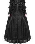 Eva Lady Womens Long Gothic Rose Velvet & Lace Embellished Maxi Skirt - Black