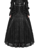 Eva Lady Womens Long Gothic Rose Velvet & Lace Embellished Maxi Skirt - Black