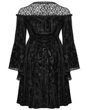 Punk Rave Plus Size Womens Gothic Night Rose Dress - Black Velvet