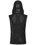 Punk Rave Mens Apocalyptic Gothic Spliced & Shredded Hooded Tank Top Vest
