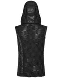 Punk Rave Mens Apocalyptic Gothic Spliced & Shredded Hooded Tank Top Vest
