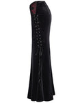 Punk Rave Womens Long Gothic Rose Lace Up Velvet Fishtail Skirt - Black & Red