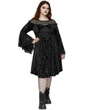 Punk Rave Plus Size Womens Gothic Night Rose Dress - Black Velvet