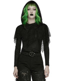 Punk Rave Womens Apocalyptic Wasteland Gothic Hooded Mesh Shawl Top