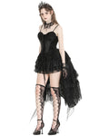 Dark In Love Gothic Burlesque Lace Train Bustle Mini Dress