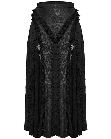 Punk Rave Plus Size Womens Gothic Embossed Damask & Lace Maxi Skirt