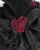 Devil Fashion Womens Gothic Roses Velvet Pointed Witch Hat - Black & Red