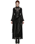 Punk Rave Womens Dark Apocalyptic Shredded Mesh & Lace Splicing Maxi Dress