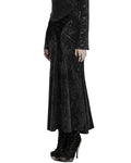 Punk Rave Daily Life Womens Long Gothic Velvet Applique Maxi Skirt - Black