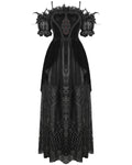 Eva Lady Dark Devore Gothic Velvet & Lace Wedding Dress - Black