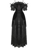 Eva Lady Dark Devore Gothic Velvet & Lace Wedding Dress - Black