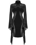 Eva Lady Gothic Velvet & Sheer Mesh Inset Bodycon Evening Dress