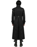 Punk Rave Mens Long Gothic CyberPunk Asymmetric Shoulder Armour Trench Coat