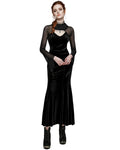 Punk Rave Womens Regency Gothic Velvet & Mesh Beaded Evening Dress