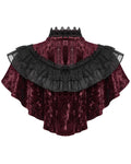 Punk Rave Daily Life Womens Long Gothic Crushed Velvet & Lace Bolero Cape - Red