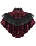 Punk Rave Daily Life Womens Long Gothic Crushed Velvet & Lace Bolero Cape - Red