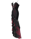 Eva Lady Womens Elegant Gothic Velvet & Lace Mermaid Evening Dress - Black & Red