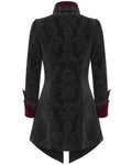 Devil Fashion Mens Gothic Aristocrat Paisley Velvet Coat - Black & Red