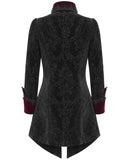 Devil Fashion Mens Gothic Aristocrat Paisley Velvet Coat - Black & Red