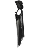 Punk Rave Womens Gothic Cyberpunk Hooded Harness Chiffon Cloak Cape