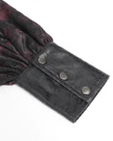 Devil Fashion Mens Dark Gothic Aristocrat Studded Jacquard Dress Shirt - Red & Black