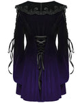 Punk Rave Womens Gothic Velvet Mini Dress With Oversize Embellished Collar - Purple & Black Gradient