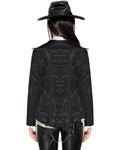 Dark In Love Womens Baroque Gothic Jacquard Layered Collar Riding Jacket