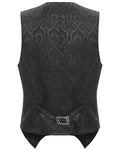 Devil Fashion Mens Gothic Vampire Chained Crucifix Jacquard Waistcoat Vest