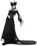 Dark In Love Womens Extra Long Gothic Train Skirt